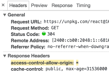 access control allow origin react